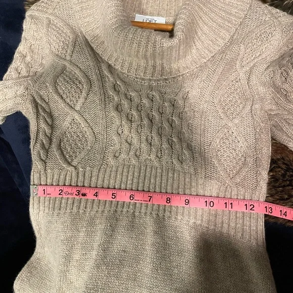 Ann Taylor Loft Tan Cowl Neck Sweater Dress; NWT; Small Petite - Picture 5 of 7